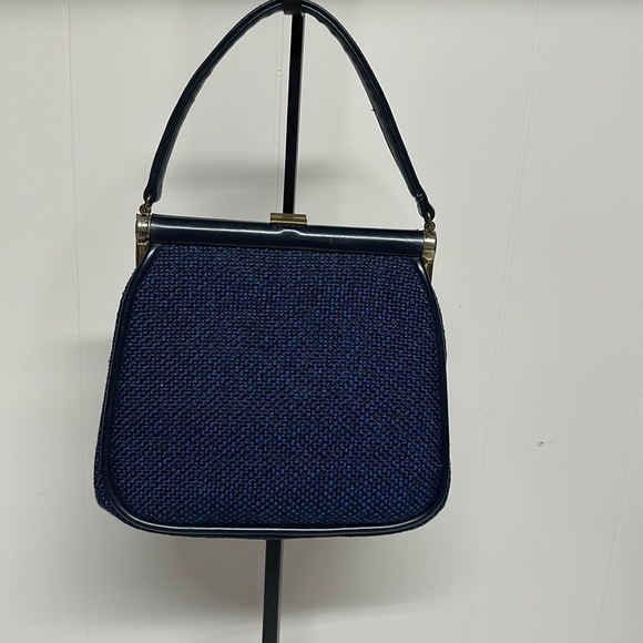 Julius Resnick Handbags - Vintage 60s JR USA Blue Tweed “Curtain Rod” Bag Rare